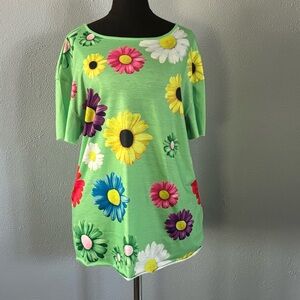 Misslook Lime Green Floral Top Womens Size M